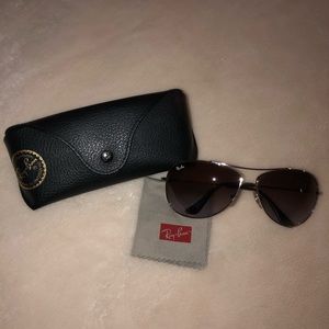 RAY-BAN Brown & Silver Aviator Sunglasses